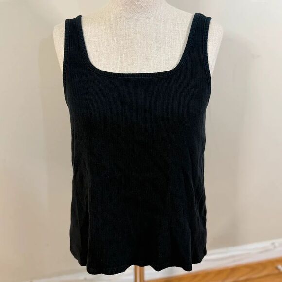 Madewell Tops - Madewell Ribbed Square-Neck Tank Top Black M Cotton